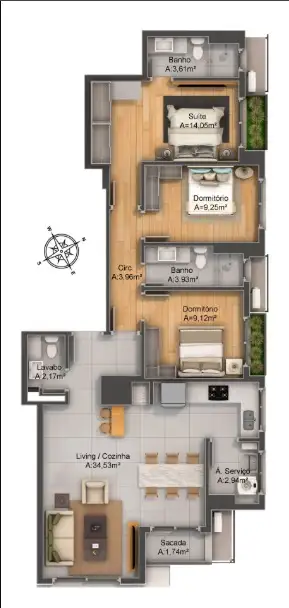 Apartamento · 3 dormitórios em Petrópolis — miniatura 12