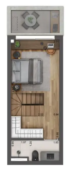 Apartamento Duplex · 1 dormitório no Três Figueiras — miniatura 2