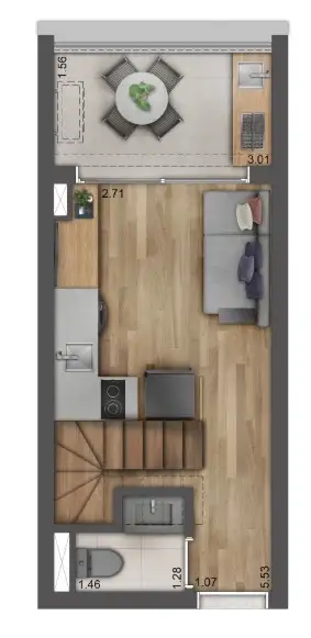 Apartamento Duplex · 1 dormitório no Três Figueiras — miniatura 3